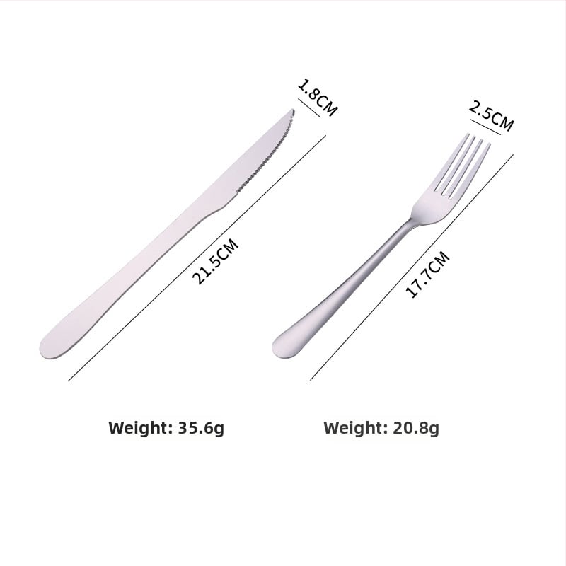 Σετ μαχαιροπίρουνων από ανοξείδωτο ατσάλι σε σκανδιναβικό στυλ, δύο τεμάχια, για δυτική κουζίνα, 410 ανοξείδωτο ατσάλι, φινίρισμα με υδροτζέτ, εκτύπωση λογότυπου