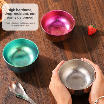 Ryžová misa z čistého titánu, dvojvrstvový dizajn, mikrovlnná rúra vhodná, tlač loga k dispozícii, značka Family year