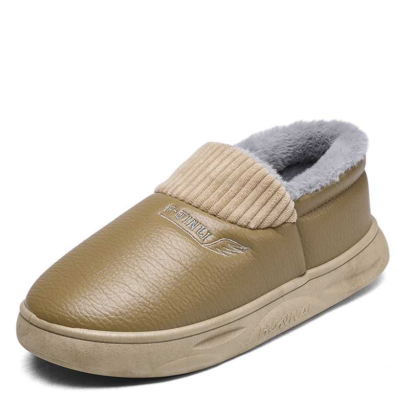 Férfi téli beltéri papucs fleece-béléssel, Space Leather felsőrész, csúszásmentes gumitalp