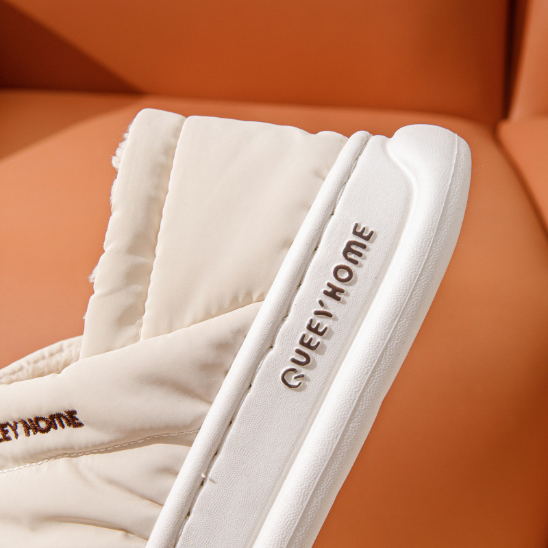 Unisex χειμωνιάτικες παντόφλες από βαμβάκι με κλειστή φτέρνα, αδιάβροχες, με plush επένδυση και αντιολισθητική φαρδιά σόλα EVA