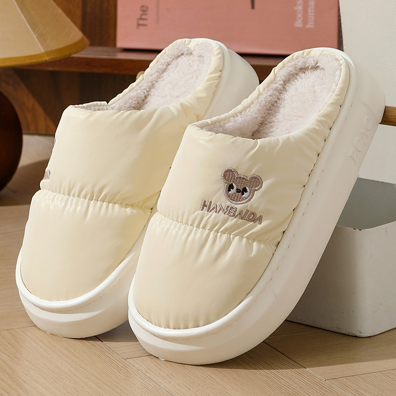 Παντόφλες οικιακής χρήσης από ύφασμα με επάνω μέρος από down cloth, αδιάβροχες, ζεστές, αντιολισθητική σόλα από καουτσούκ, πάτος EVA, επένδυση από βαμβάκι