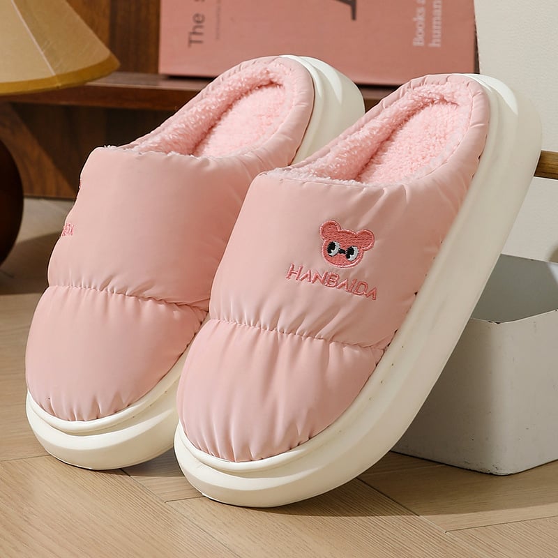 Παντόφλες οικιακής χρήσης από ύφασμα με επάνω μέρος από down cloth, αδιάβροχες, ζεστές, αντιολισθητική σόλα από καουτσούκ, πάτος EVA, επένδυση από βαμβάκι