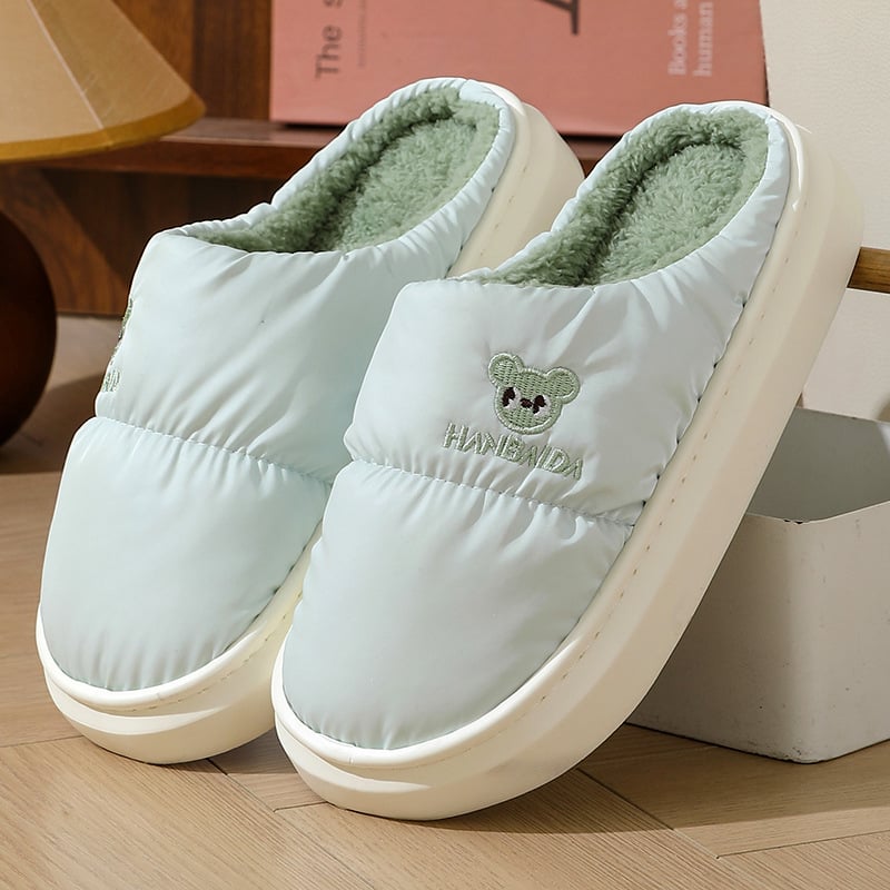 Παντόφλες οικιακής χρήσης από ύφασμα με επάνω μέρος από down cloth, αδιάβροχες, ζεστές, αντιολισθητική σόλα από καουτσούκ, πάτος EVA, επένδυση από βαμβάκι