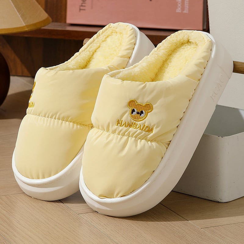 Παντόφλες οικιακής χρήσης από ύφασμα με επάνω μέρος από down cloth, αδιάβροχες, ζεστές, αντιολισθητική σόλα από καουτσούκ, πάτος EVA, επένδυση από βαμβάκι