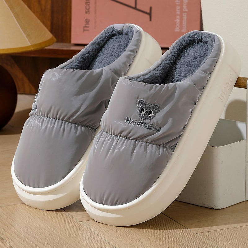 Παντόφλες οικιακής χρήσης από ύφασμα με επάνω μέρος από down cloth, αδιάβροχες, ζεστές, αντιολισθητική σόλα από καουτσούκ, πάτος EVA, επένδυση από βαμβάκι