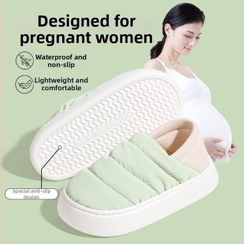 Zimné domáce papuče z bavlny s EVA podrážkou, podšívka Xinjiang bavlna, zaoblený špička, stredne vysoký podpätok 3–5 cm, protišmykové, na doma