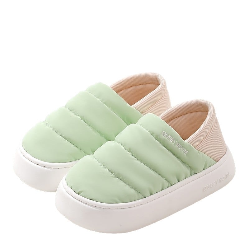 Χειμερινές εσωτερικές παντόφλες από βαμβάκι με σόλα EVA, επένδυση Xinjiang βαμβάκι, στρογγυλή μύτη, μεσαίο ύψος τακουνιού 3–5 cm, αντιολισθητικές, για οικιακή χρήση