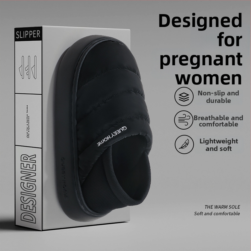 Zimné domáce papuče z bavlny s EVA podrážkou, podšívka Xinjiang bavlna, zaoblený špička, stredne vysoký podpätok 3–5 cm, protišmykové, na doma