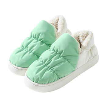 Βαμβαρωτές οικιακές παντόφλες, unisex, ζεστές με επένδυση από συνθετική γούνα, πάτος από βελούδινο, PVC σόλα, πάνω μέρος από tarpaulin