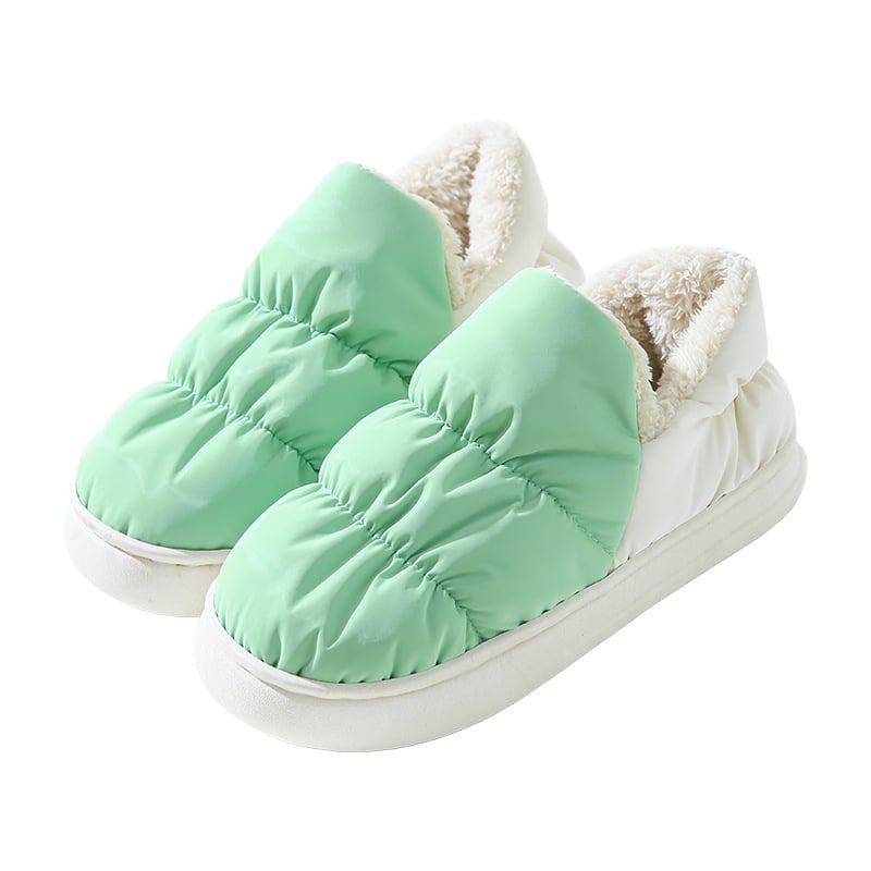 Βαμβαρωτές οικιακές παντόφλες, unisex, ζεστές με επένδυση από συνθετική γούνα, πάτος από βελούδινο, PVC σόλα, πάνω μέρος από tarpaulin