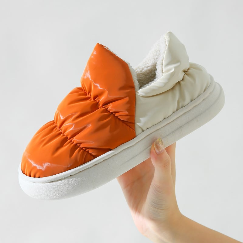 Βαμβαρωτές οικιακές παντόφλες, unisex, ζεστές με επένδυση από συνθετική γούνα, πάτος από βελούδινο, PVC σόλα, πάνω μέρος από tarpaulin