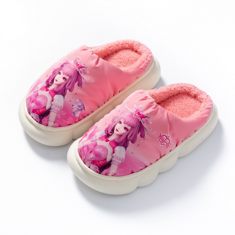 Ye Luoli παιδικές βαμβακές παντόφλες για κορίτσια – Καρτούν σχέδιο, Αδιάβροχες, Θερμές, Αντιολισθητική σόλα PVC, εσωτερικές για χειμώνα