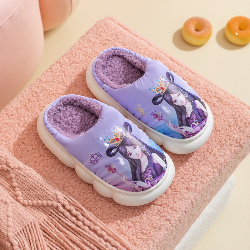 Ye Luoli παιδικές βαμβακές παντόφλες για κορίτσια – Καρτούν σχέδιο, Αδιάβροχες, Θερμές, Αντιολισθητική σόλα PVC, εσωτερικές για χειμώνα