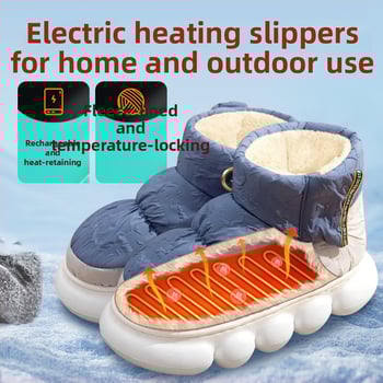 Xiangfutang Unisex επαναφορτιζόμενα θερμαινόμενα ψηλά μποτάκια με επάνω μέρος από down ύφασμα, σόλα EVA, τροφοδοσία USB