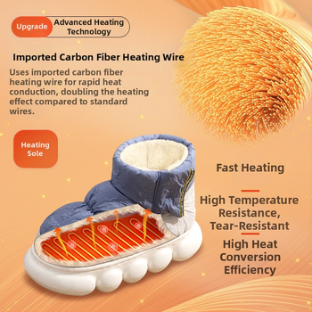 Xiangfutang Unisex επαναφορτιζόμενα θερμαινόμενα ψηλά μποτάκια με επάνω μέρος από down ύφασμα, σόλα EVA, τροφοδοσία USB