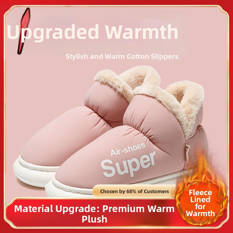 Zimné bavlnené papuče pre ženy aj mužov - nepremokavý vršok, teplé vnútro, PVC podrážka, podpätok 3–5 cm, protišmykové, teplé