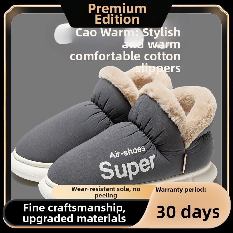Zimné bavlnené papuče pre ženy aj mužov - nepremokavý vršok, teplé vnútro, PVC podrážka, podpätok 3–5 cm, protišmykové, teplé