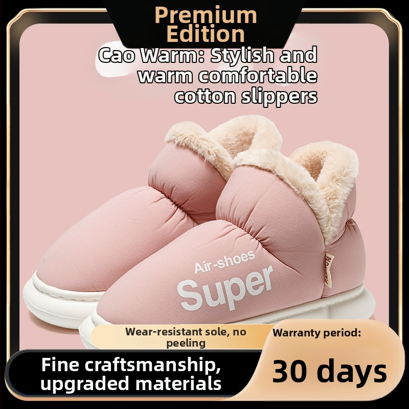 Zimné bavlnené papuče pre ženy aj mužov - nepremokavý vršok, teplé vnútro, PVC podrážka, podpätok 3–5 cm, protišmykové, teplé