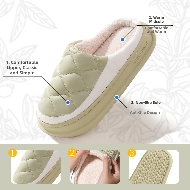 Bavlnené papuče na zimu, vodotesné, teplé, proti zápachu, unisex, s hrubou EVA podrážkou na vnútorné aj vonkajšie použitie