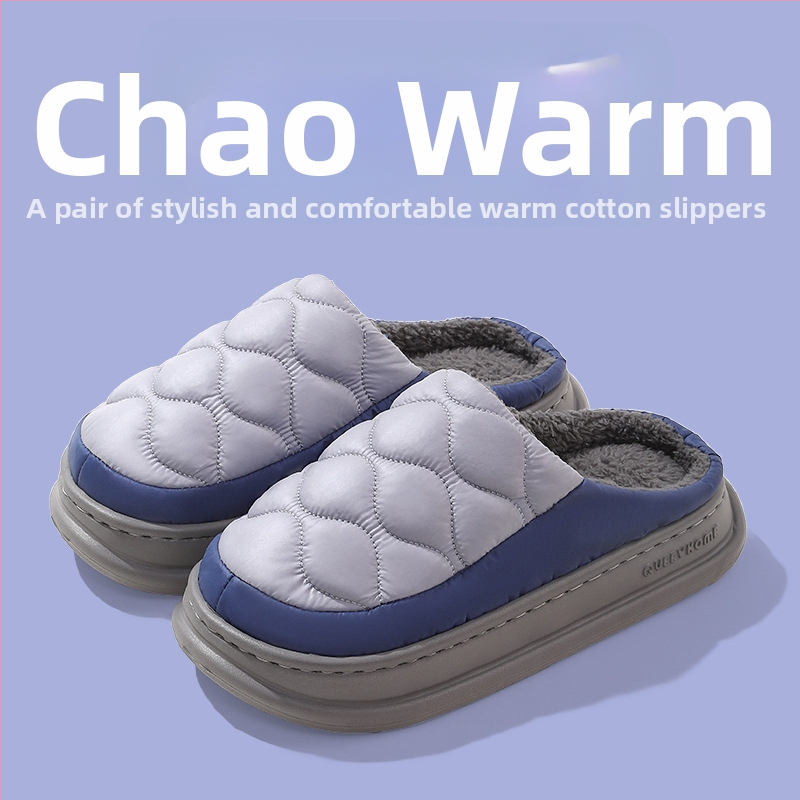 Bavlnené papuče na zimu, vodotesné, teplé, proti zápachu, unisex, s hrubou EVA podrážkou na vnútorné aj vonkajšie použitie