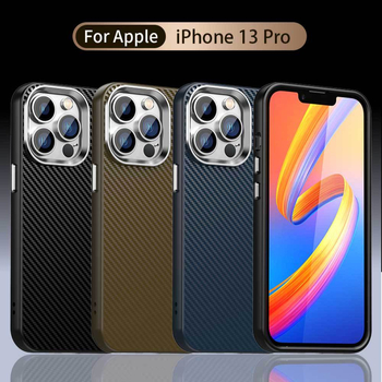 Carcasă protecție pentru iPhone 13 Pro din seria fibră de carbon – finisaj mat, spate rigid cu margini moi, TPU+PC+PET, anti-cădere, anti-amprente, disipare căldură, magnetic