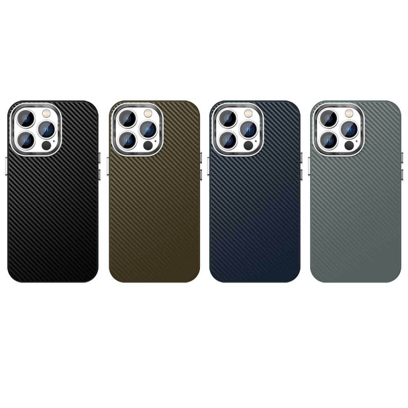 Carcasă protecție pentru iPhone 13 Pro din seria fibră de carbon – finisaj mat, spate rigid cu margini moi, TPU+PC+PET, anti-cădere, anti-amprente, disipare căldură, magnetic