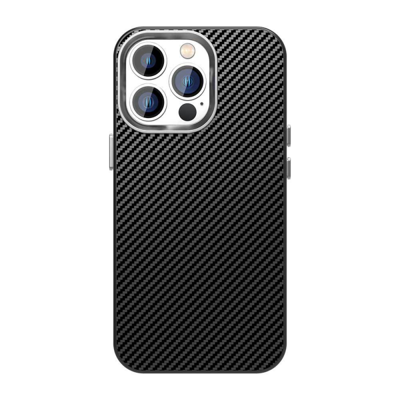 Carcasă protecție pentru iPhone 13 Pro din seria fibră de carbon – finisaj mat, spate rigid cu margini moi, TPU+PC+PET, anti-cădere, anti-amprente, disipare căldură, magnetic