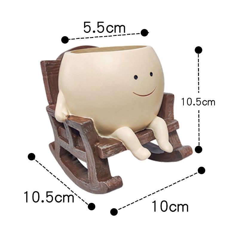 Mosolyogó arcú gyanta virágtartó szukkulensekhez – beltéri és kültéri kertdekoráció, tartós (Anyag: gyanta; Kézművesség: Egyéb)