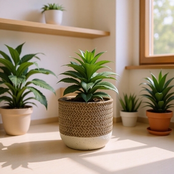 Saksija od cementa, ručno oslikana, nordijskog stila, za stolnu i podnu uporabu