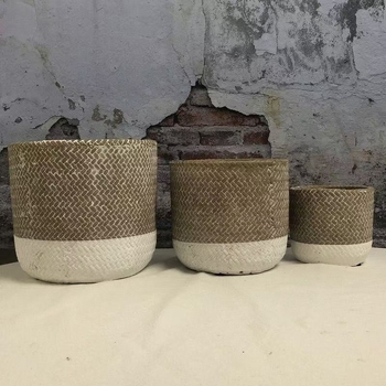 Saksija od cementa, ručno oslikana, nordijskog stila, za stolnu i podnu uporabu