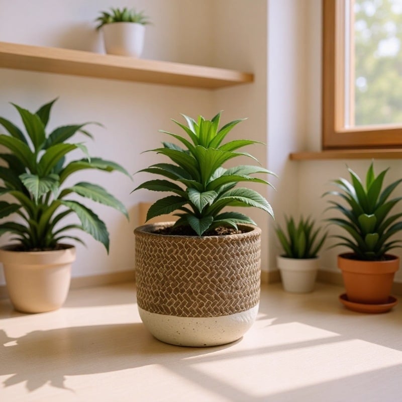 Saksija od cementa, ručno oslikana, nordijskog stila, za stolnu i podnu uporabu