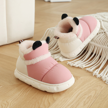 Papuci de casă din bumbac pentru iarnă, interior, impermeabili și antiderapante, talpă din cauciuc.