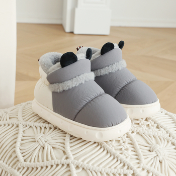 Papuci de casă din bumbac pentru iarnă, interior, impermeabili și antiderapante, talpă din cauciuc.