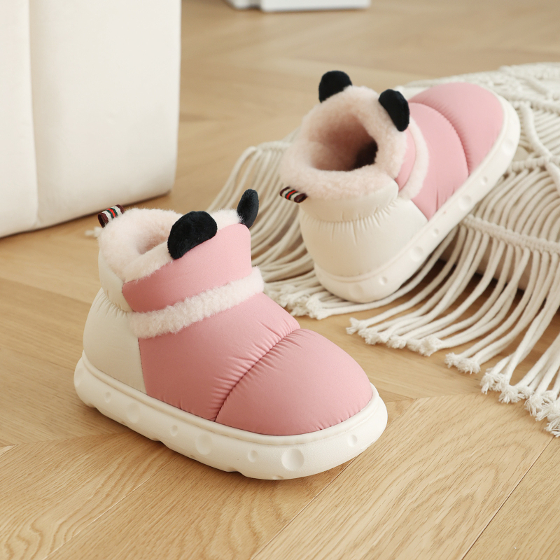 Papuci de casă din bumbac pentru iarnă, interior, impermeabili și antiderapante, talpă din cauciuc.