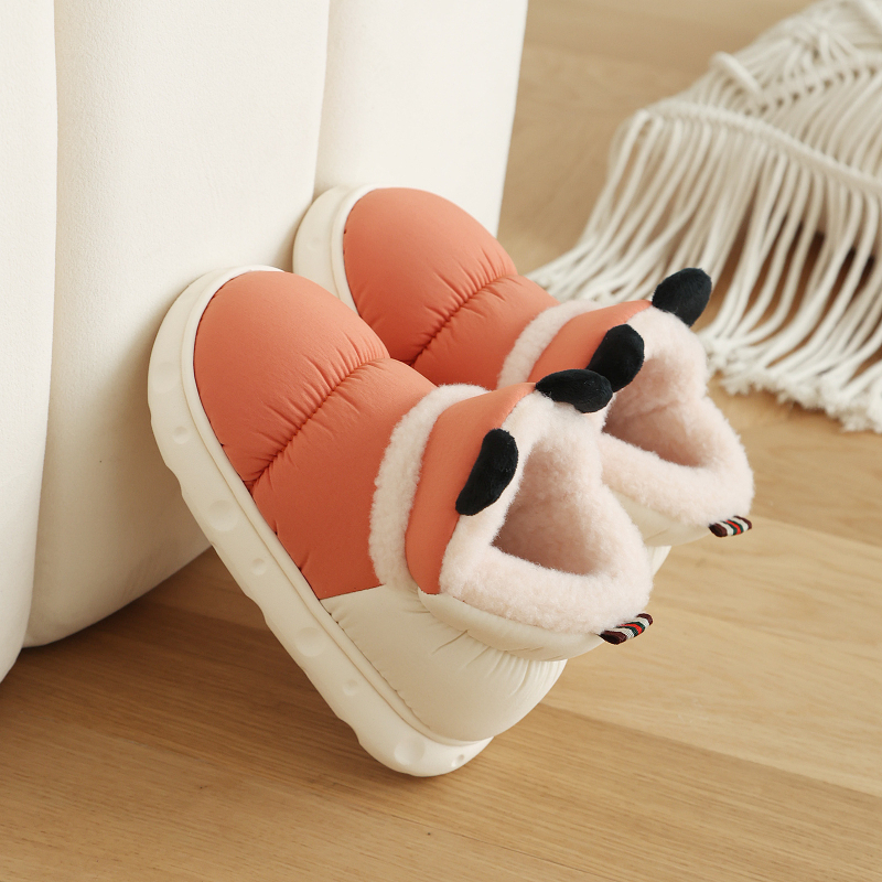Papuci de casă din bumbac pentru iarnă, interior, impermeabili și antiderapante, talpă din cauciuc.