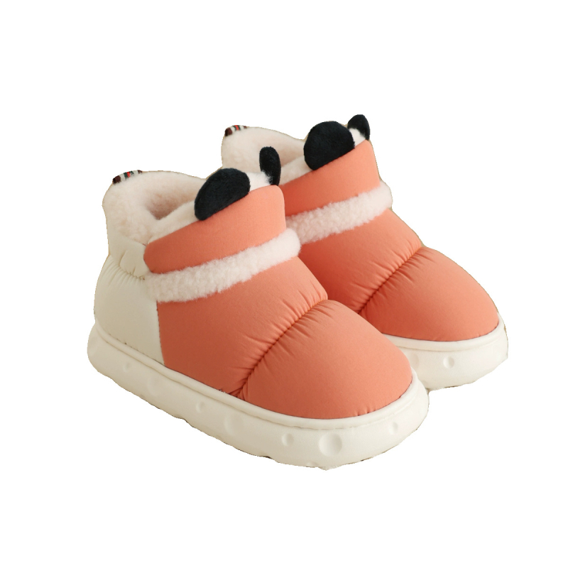 Papuci de casă din bumbac pentru iarnă, interior, impermeabili și antiderapante, talpă din cauciuc.