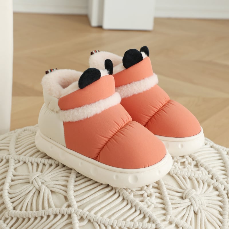 Papuci de casă din bumbac pentru iarnă, interior, impermeabili și antiderapante, talpă din cauciuc.