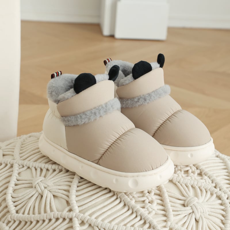 Papuci de casă din bumbac pentru iarnă, interior, impermeabili și antiderapante, talpă din cauciuc.