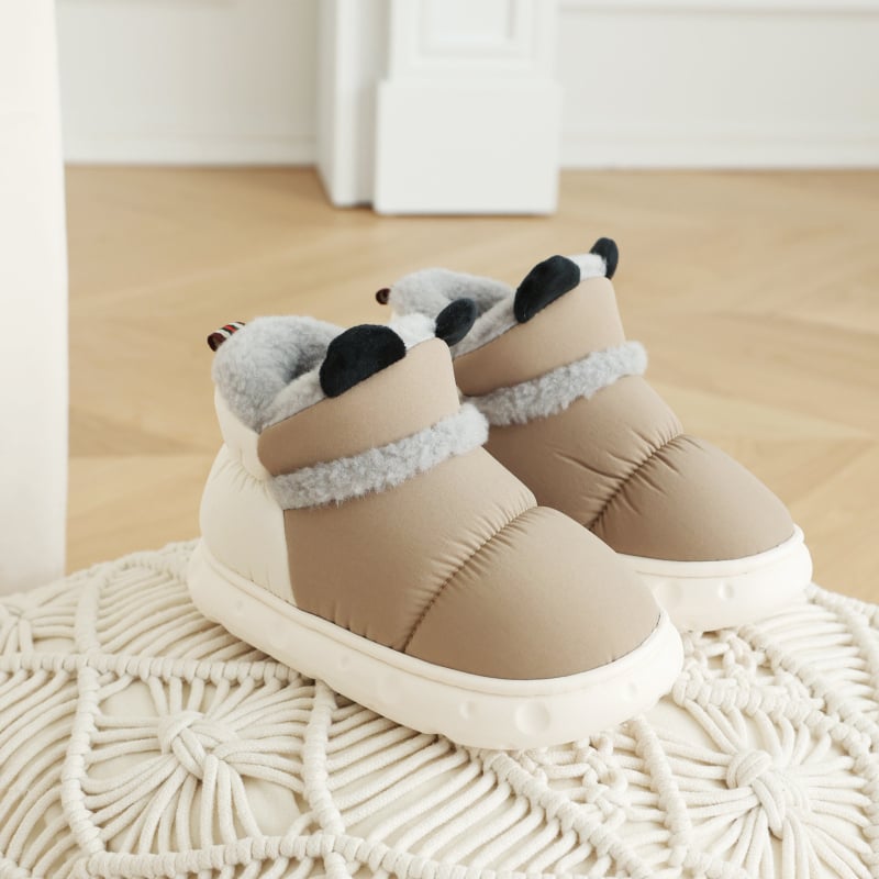 Papuci de casă din bumbac pentru iarnă, interior, impermeabili și antiderapante, talpă din cauciuc.