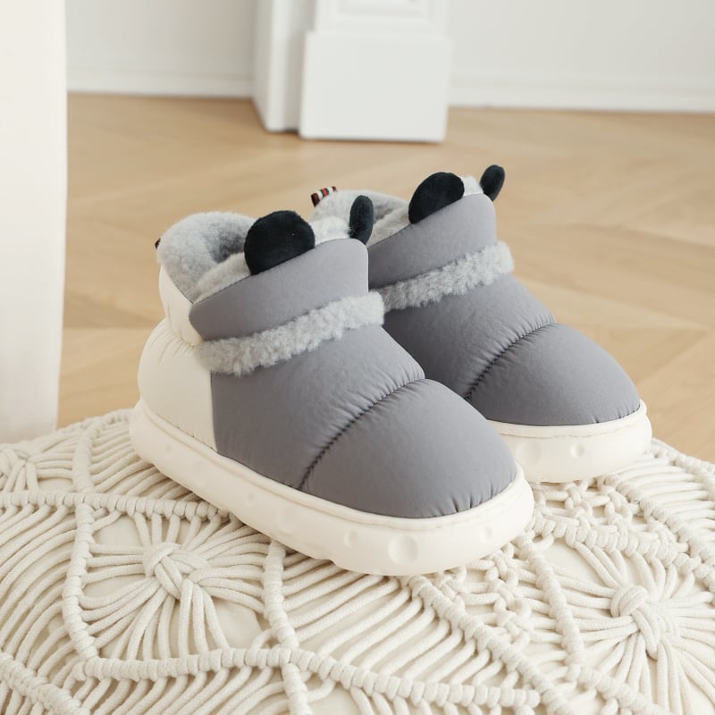 Papuci de casă din bumbac pentru iarnă, interior, impermeabili și antiderapante, talpă din cauciuc.
