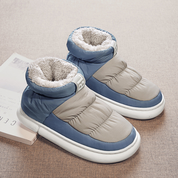 Pantofi de casă din bumbac pentru familie – căptușeală fleece, impermeabili, anti-derapare, talpă groasă