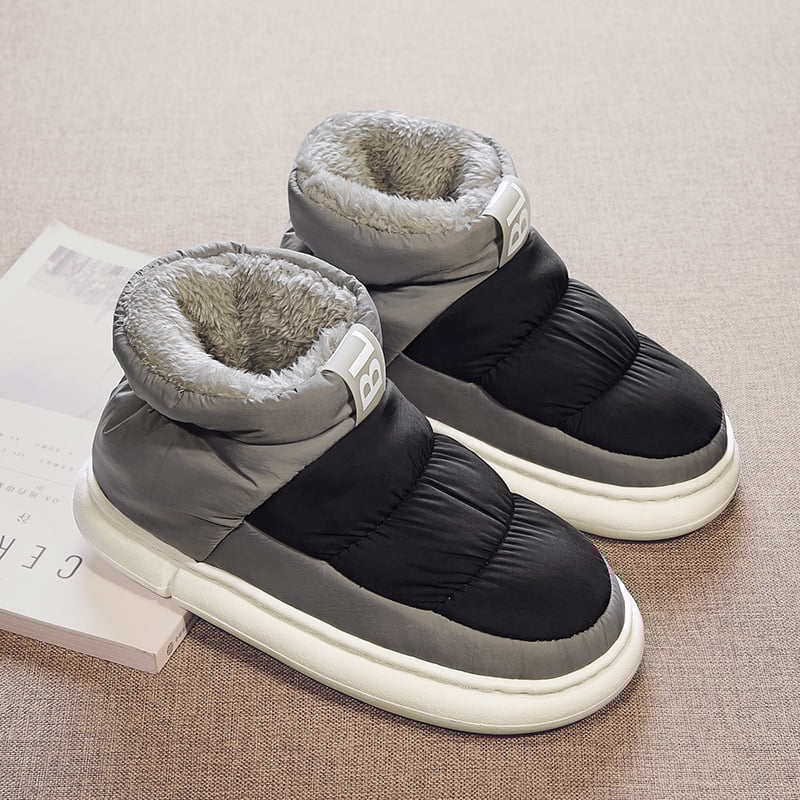 Pantofi de casă din bumbac pentru familie – căptușeală fleece, impermeabili, anti-derapare, talpă groasă