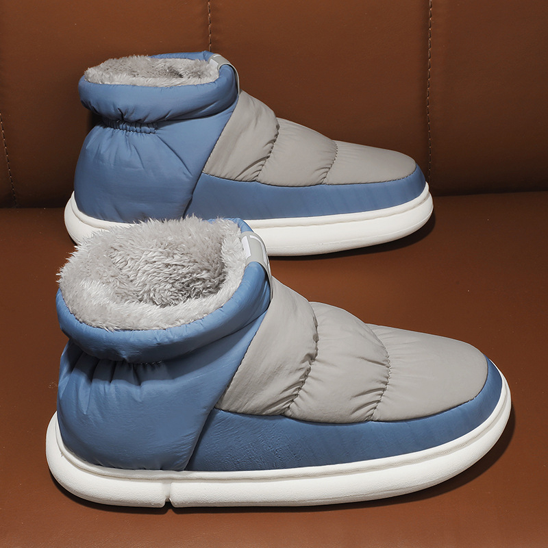 Pantofi de casă din bumbac pentru familie – căptușeală fleece, impermeabili, anti-derapare, talpă groasă