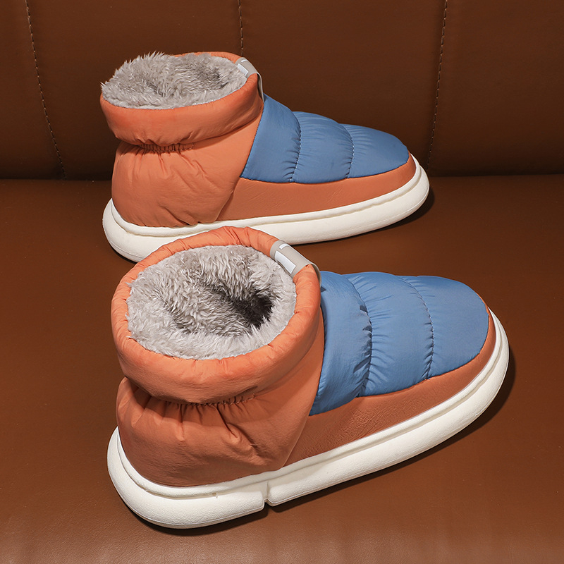 Pantofi de casă din bumbac pentru familie – căptușeală fleece, impermeabili, anti-derapare, talpă groasă