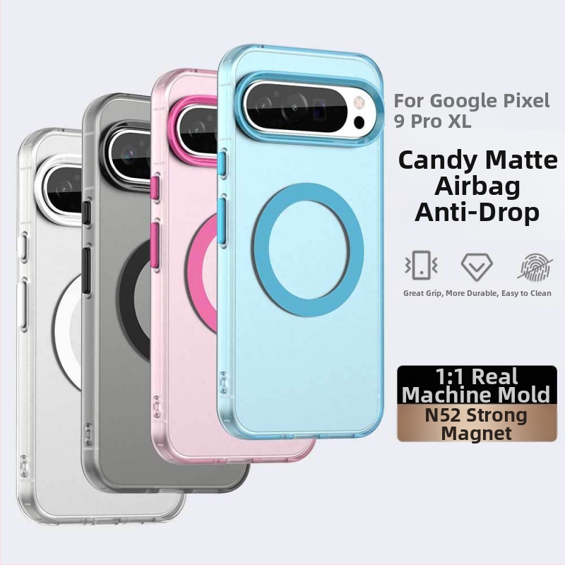 Kryt na Google Pixel 9 Pro XL – Frosted povrch, TPU+PET+PC s magnetom N52; odolný proti nárazom, proti otlačkom prstov, odvádzanie tepla, prispôsobiteľný