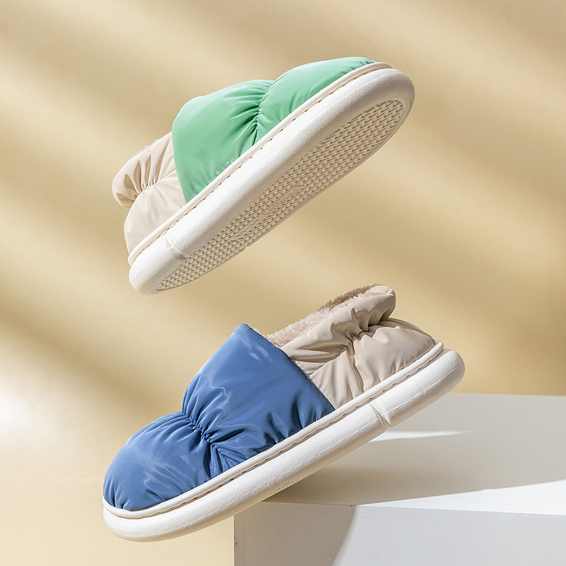 Unisex χειμερινές παντόφλες από βαμβάκι, με επένδυση από γούνα, αδιάβροτες και αντιολισθητικές