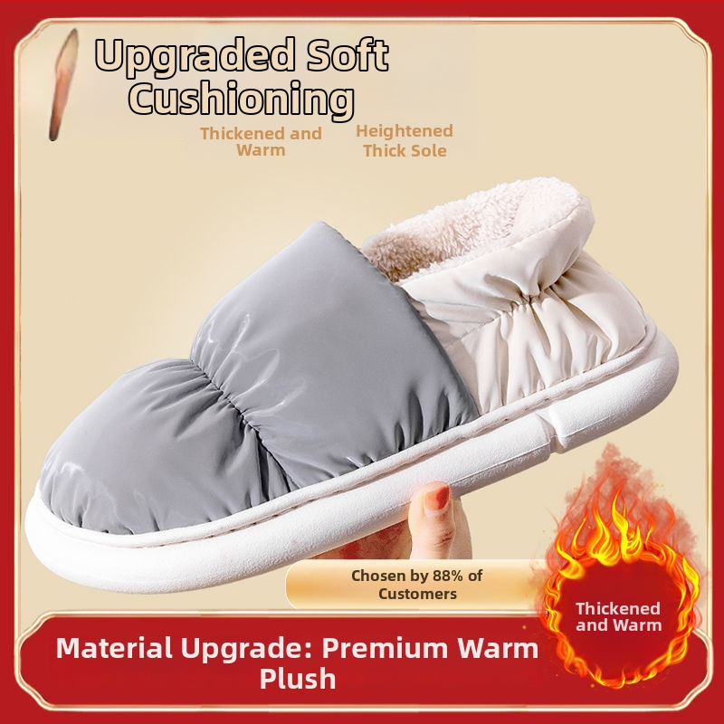 Unisex zimné papuče z bavlny, s plyšovým podšitím, nepremokavé, protišmykové