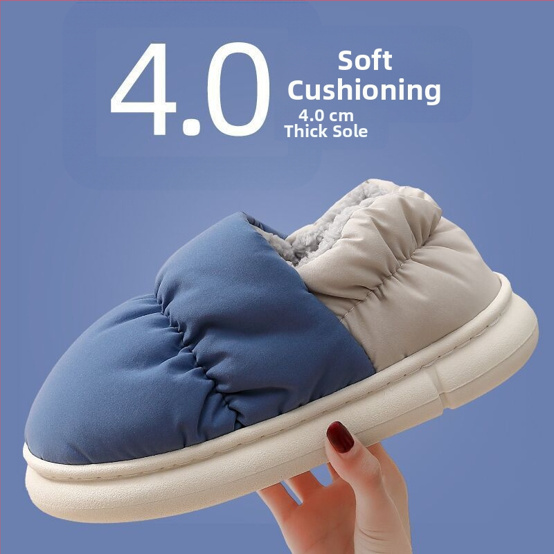 Unisex zimné papuče z bavlny, s plyšovým podšitím, nepremokavé, protišmykové