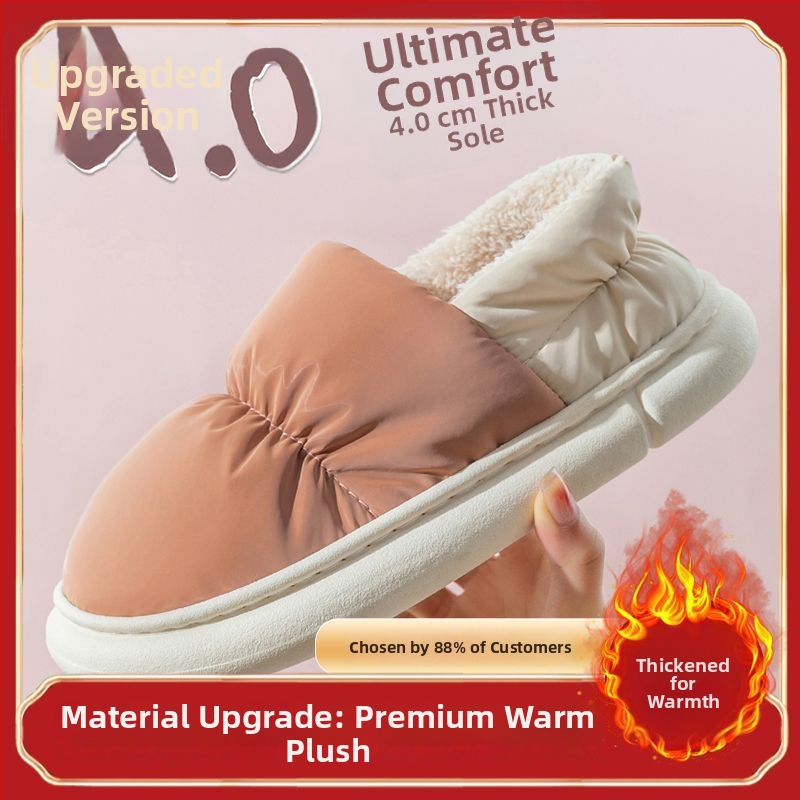 Unisex zimné papuče z bavlny, s plyšovým podšitím, nepremokavé, protišmykové