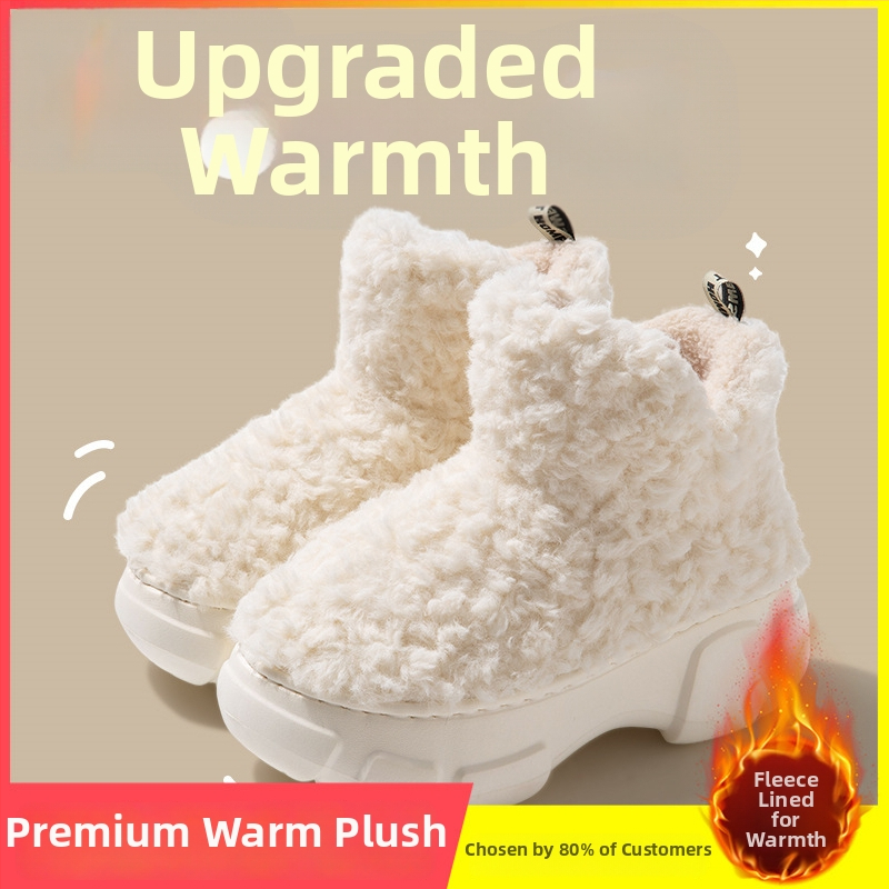 Dámske snehové čižmy s hrubou podrážkou a platformou na zväčšenie výšky, podšité plyšom, nepremokavé